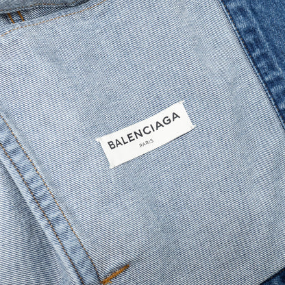 Balenciaga Size 38 Oversized Back Logo Denim Jacket Cotton Blue