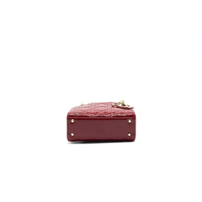 DIOR MINI LADY DIOR PATENT LEATHER IN RED