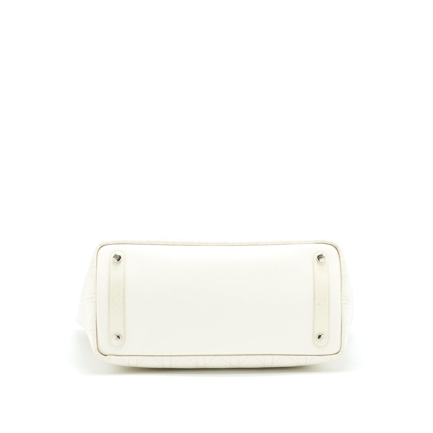 Christian Dior Canvas and Leather Tote Bag in Creamy White