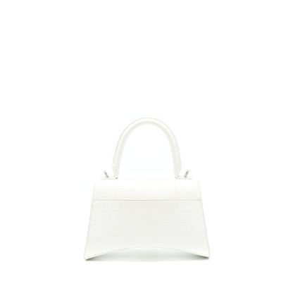 Balenciaga Hourglass S Crocodile-Embossed Calfskin White