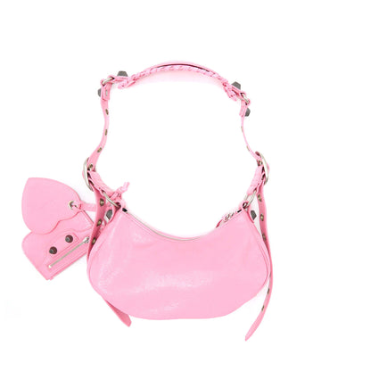 Balenciaga Le Cagole Mini Purse Calfskin Pink Aged-Silver Hardware