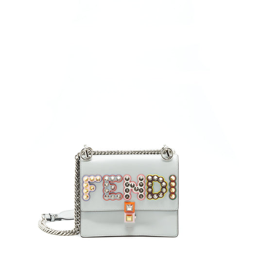 Fendi Kan I Studded Mini Purse Light Blue/Multicolour