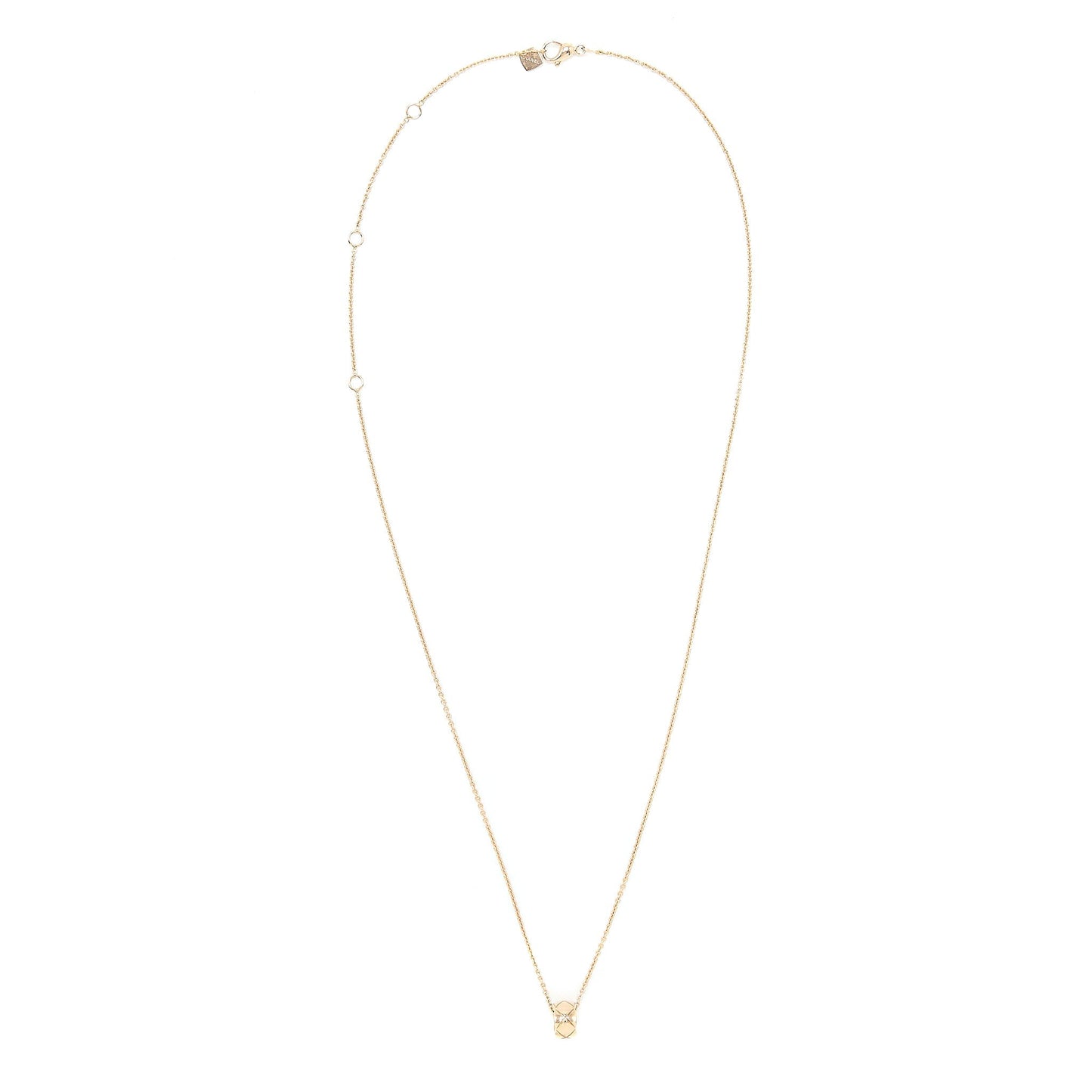 Chanel Coco Crush Necklace Quilted Motif Beige Gold