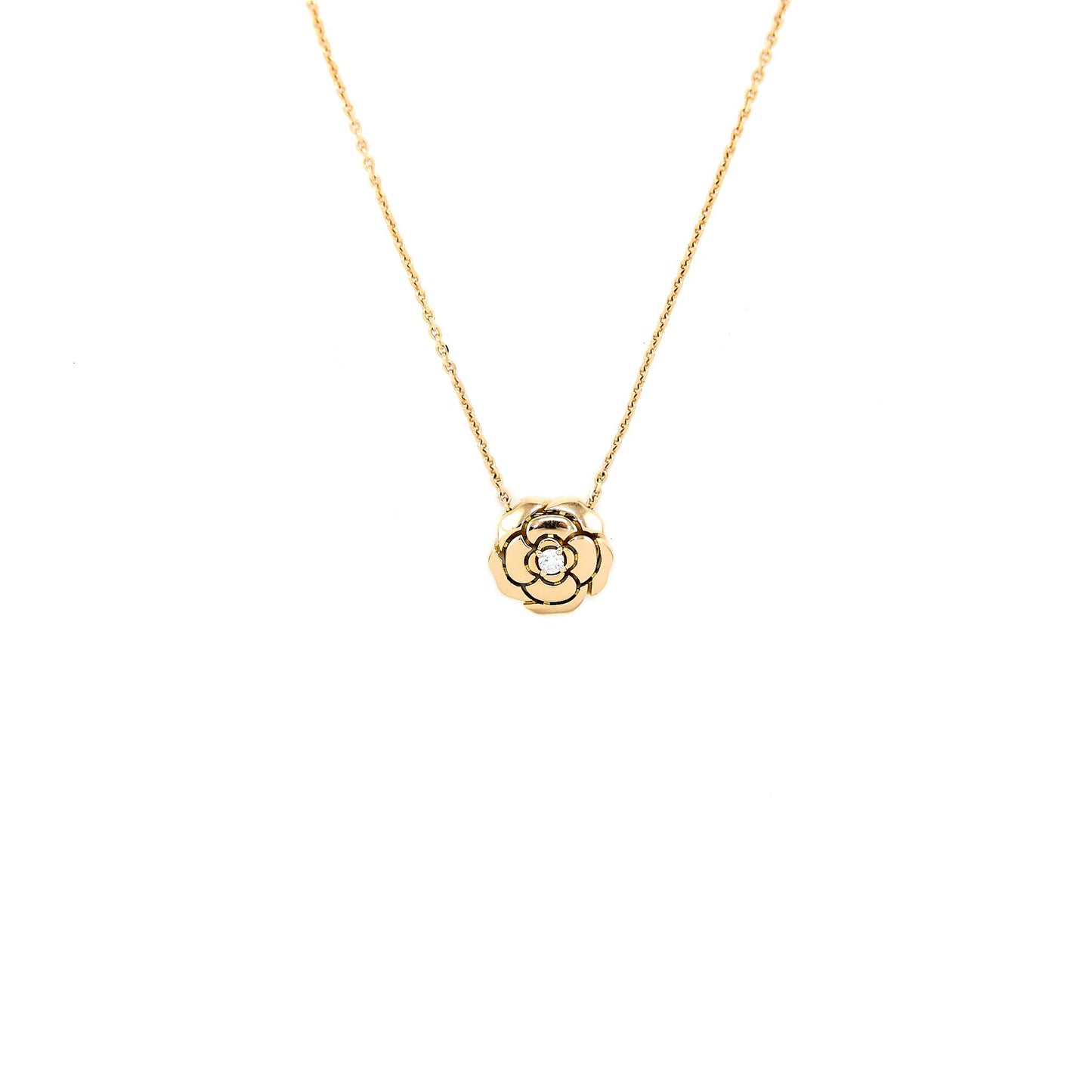 Chanel Extrait De Camelia Necklace Pink Gold With Diamond