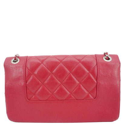 CHANEL Mademoiselle Vintage Flap Sheepskin Leather Crossbody Bag Pink