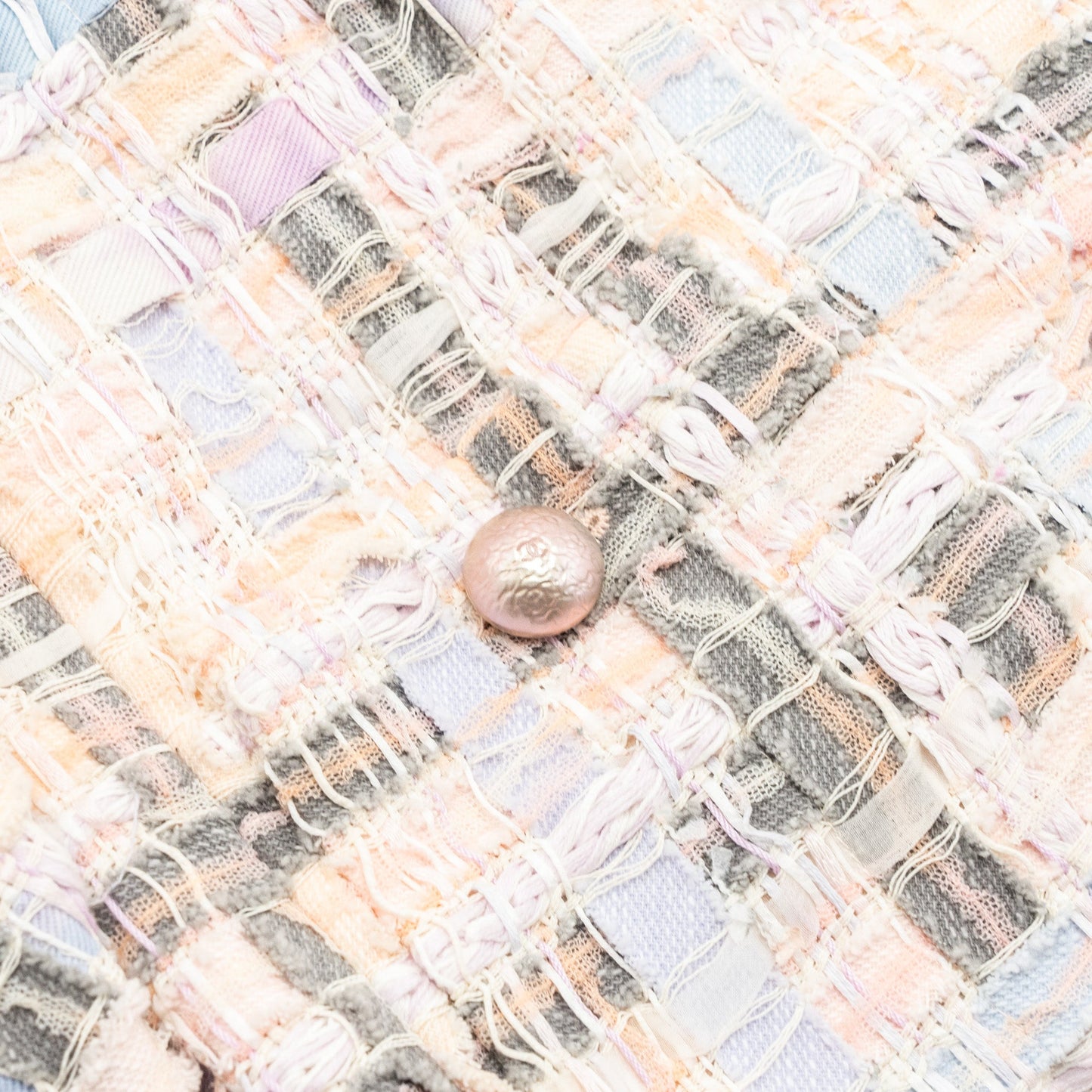 Chanel 18P Size 38 Jacket Cotton Tweed Pink/Blue/Grey/Lavender