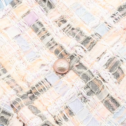 Chanel 18P Size 38 Jacket Cotton Tweed Pink/Blue/Grey/Lavender