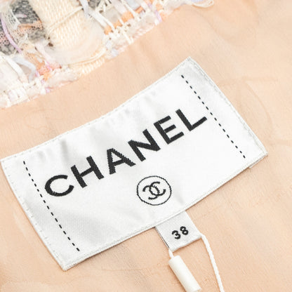 Chanel 18P Size 38 Jacket Cotton Tweed Pink/Blue/Grey/Lavender