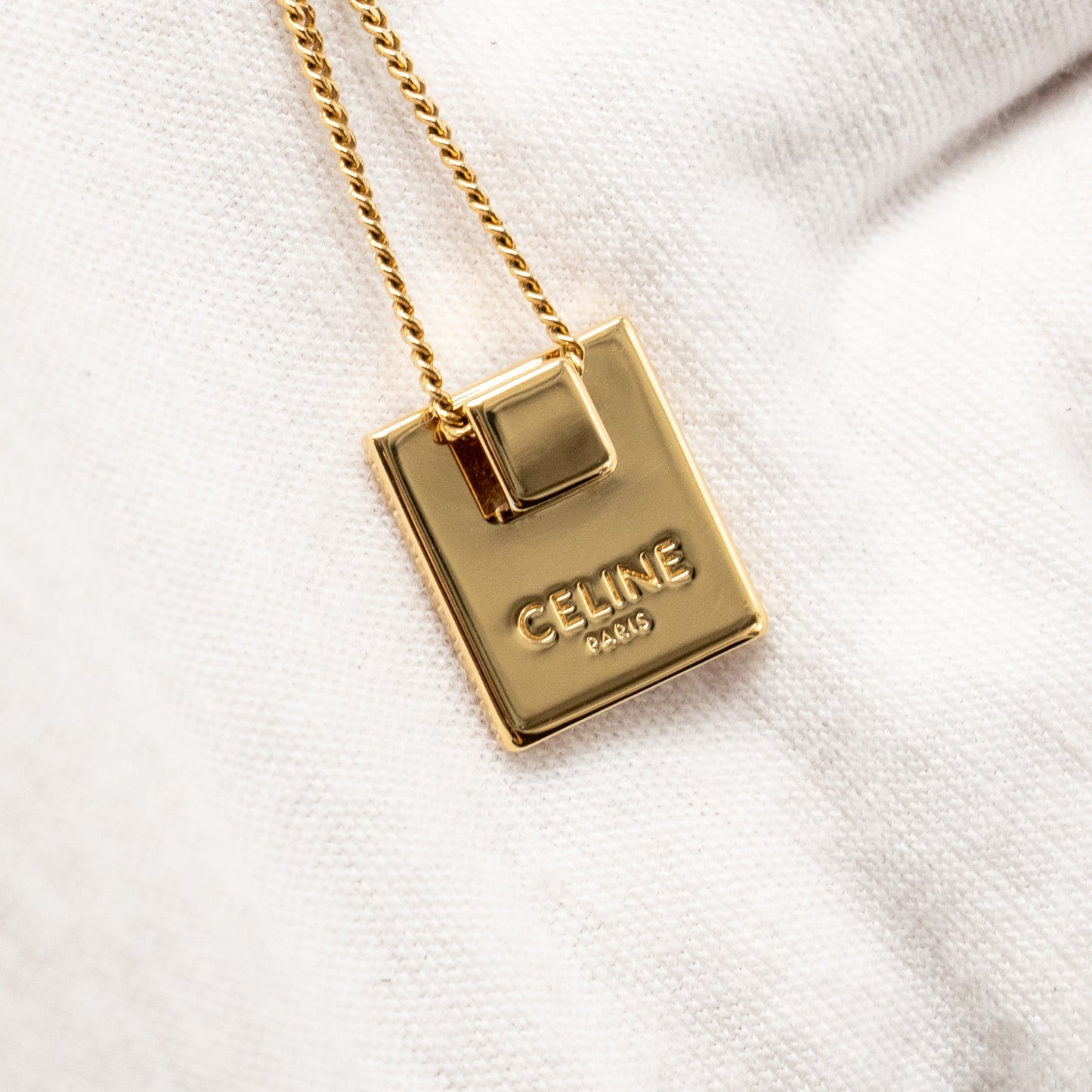 Celine Alphabet C Necklace In Brass Gold Tone