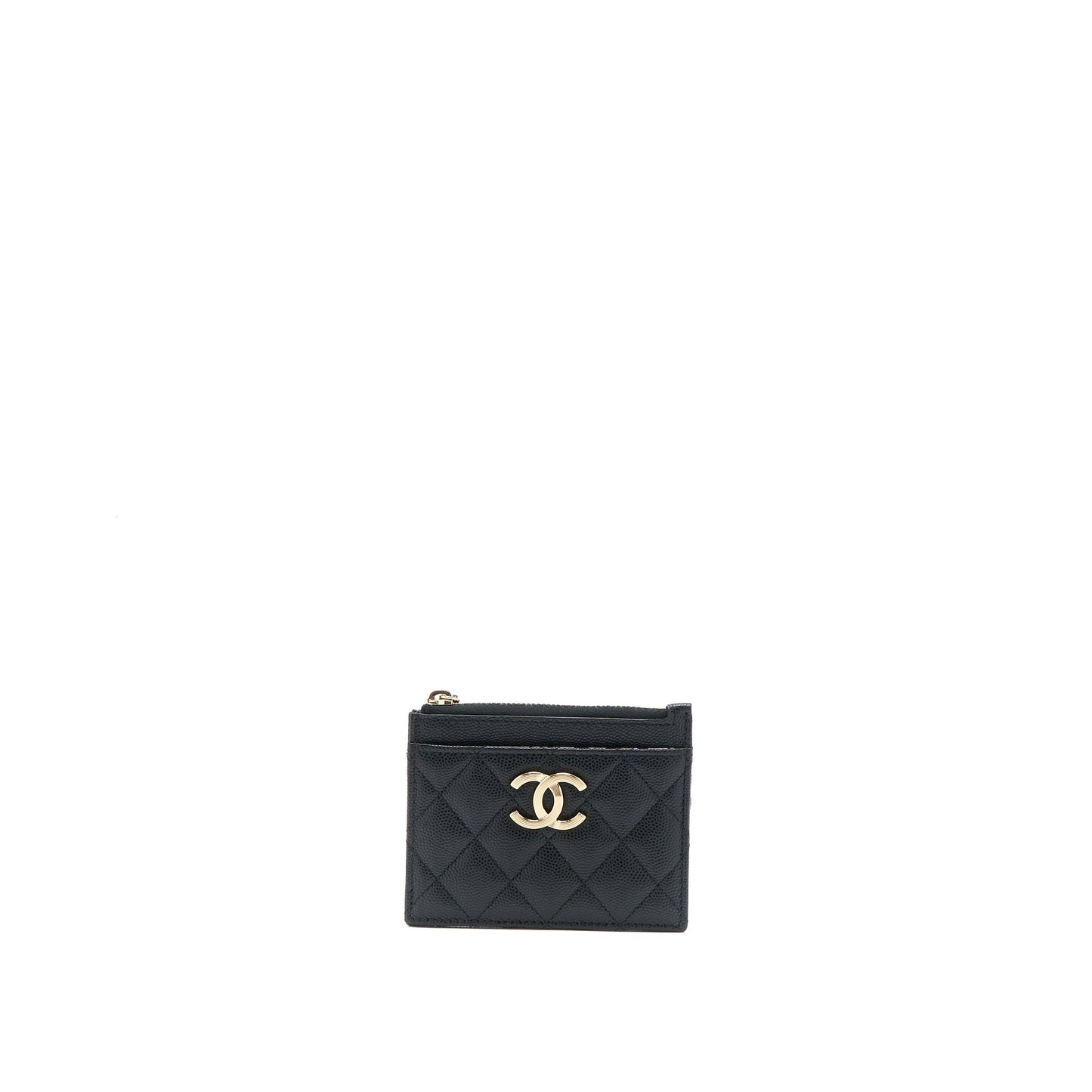 Chanel 23C Zipper Card Holder Caviar Black LGHW (Microchip)