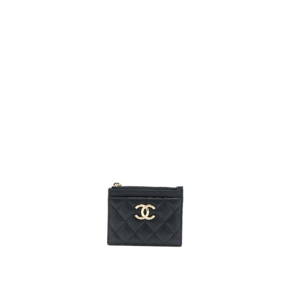 Chanel 23C Zipper Card Holder Caviar Black LGHW (Microchip)