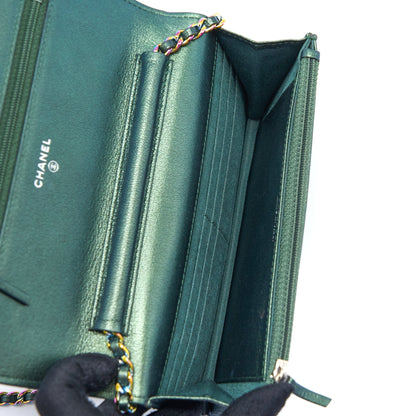 Chanel Classic Wallet on Chain Goatskin Iridescent Green Rainbow Hardware