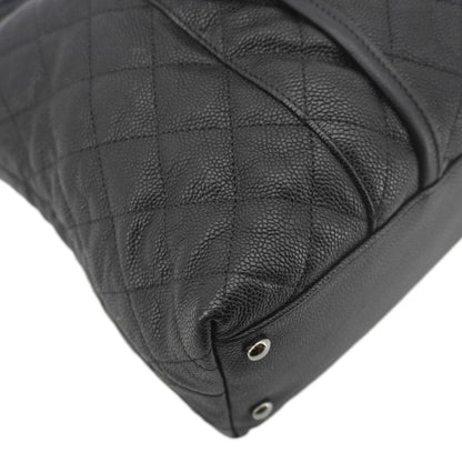 CHANEL French Riviera Quilted Caviar Leather Hobo Bag Black