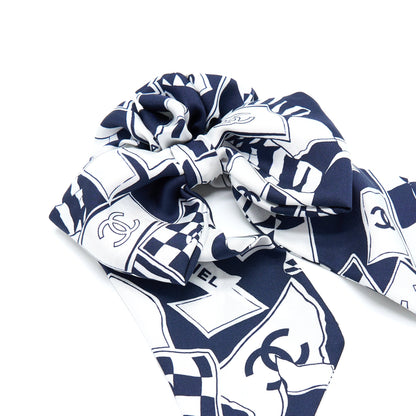 Chanel 23C CC Logo Hair Tie Navy/White