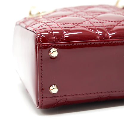 DIOR MINI LADY DIOR PATENT LEATHER IN RED