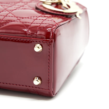 DIOR MINI LADY DIOR PATENT LEATHER IN RED
