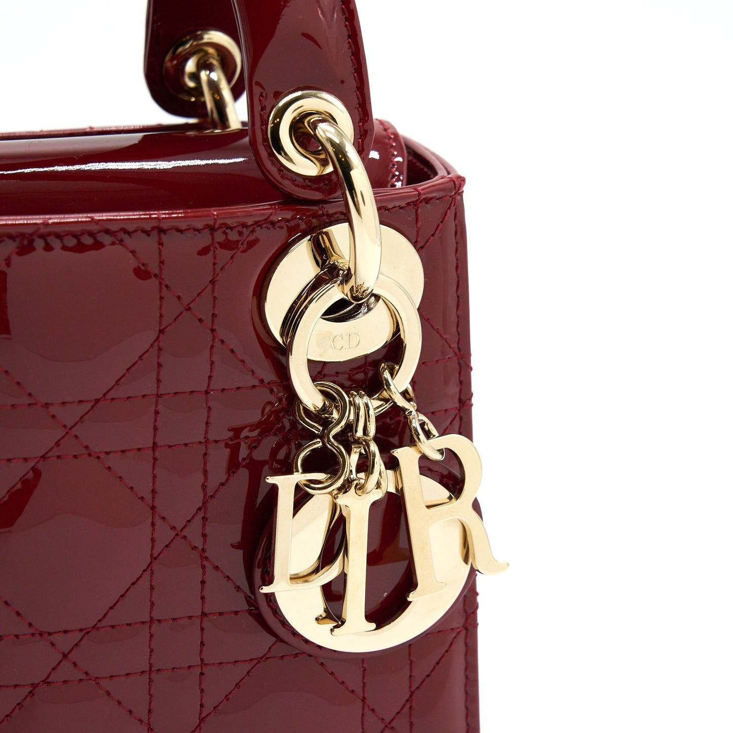 DIOR MINI LADY DIOR PATENT LEATHER IN RED