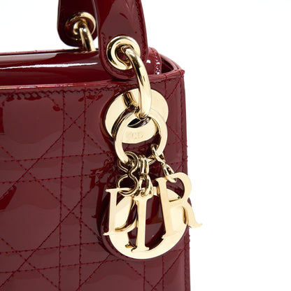 DIOR MINI LADY DIOR PATENT LEATHER IN RED