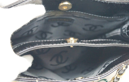 CHANEL Black Square Stitch CC Tote Shoulder Bag