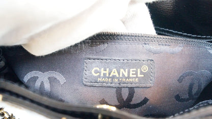 CHANEL Black Square Stitch CC Tote Shoulder Bag