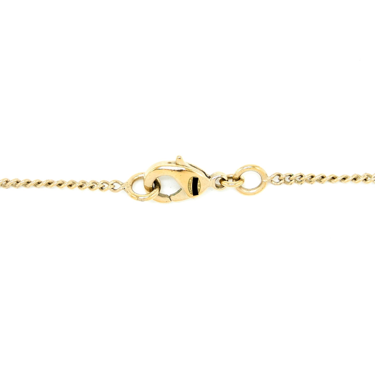 Chanel CC Logo Necklace with Pearl Light Gold Tone