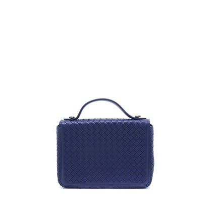 Bottega Veneta Top handle Crossbody Purse Navy Blue With Black Hardware
