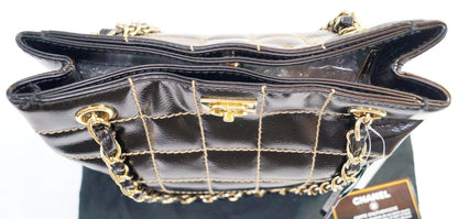 CHANEL Black Square Stitch CC Tote Shoulder Bag