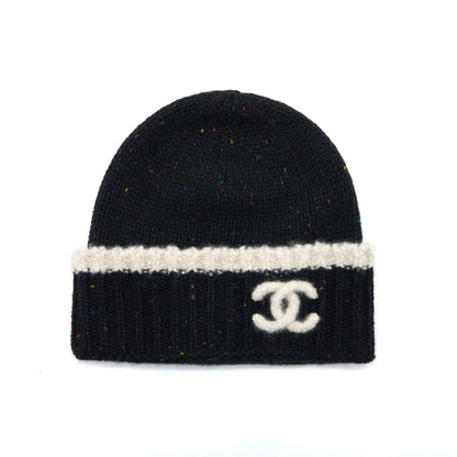 Chanel Beanie Hat Cashmere Black/White