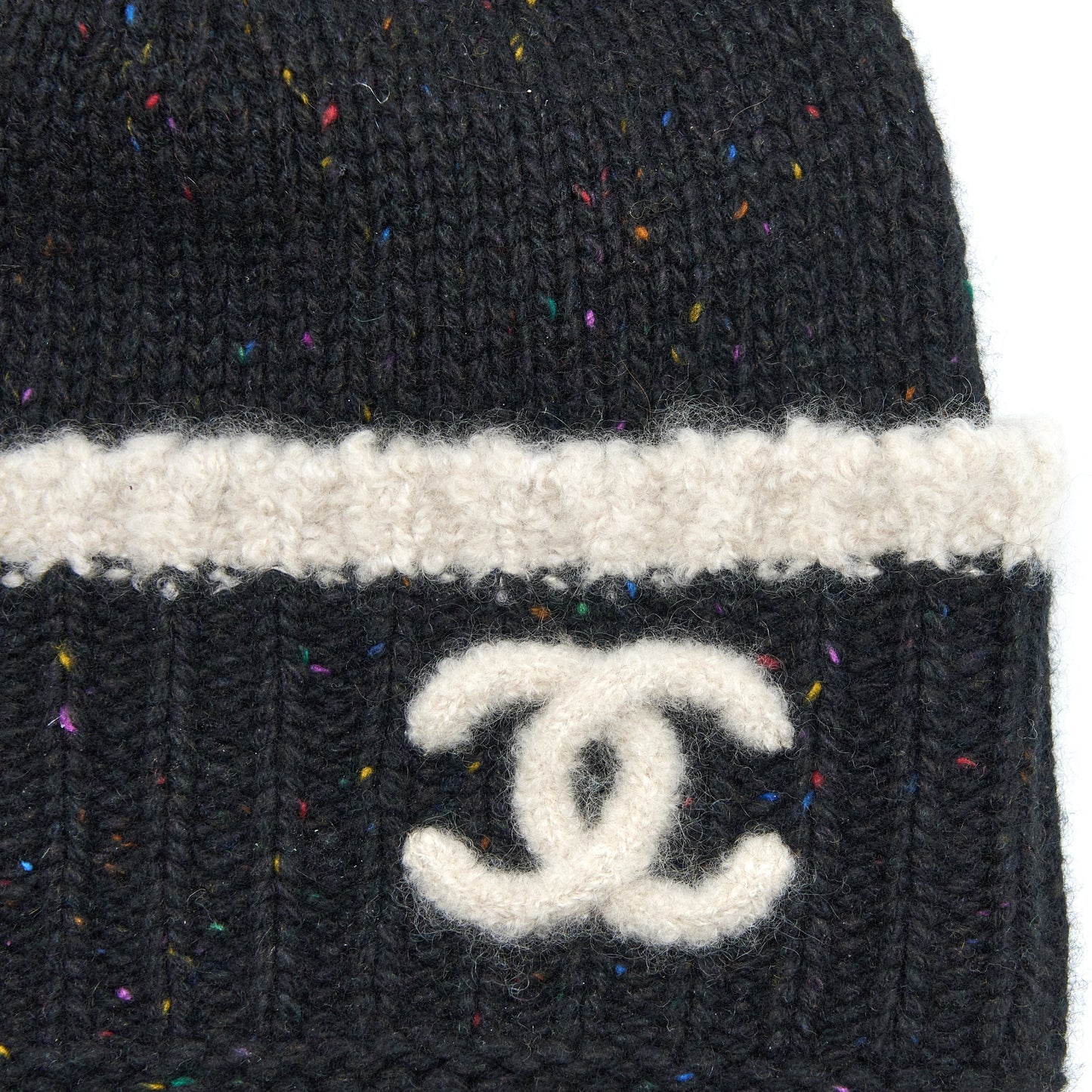 Chanel Beanie Hat Cashmere Black/White