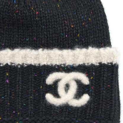 Chanel Beanie Hat Cashmere Black/White