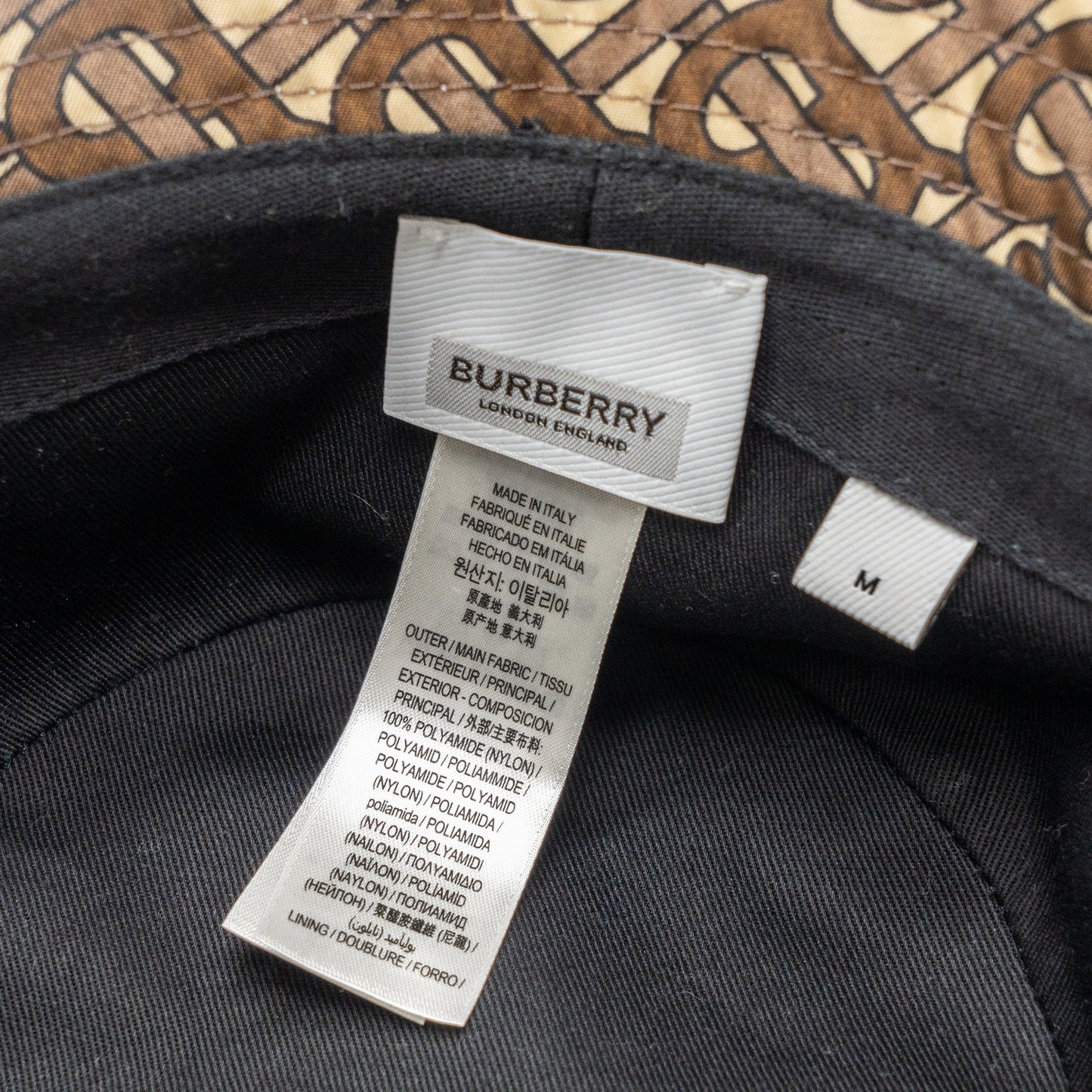 Burberry size M monogram bucket hat brown