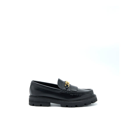 Celine Size 38 Triomphe Chunky Loafer Calfskin Black