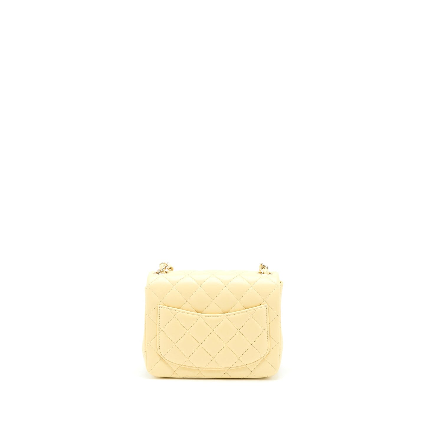 Chanel Mini Square Flap Bag Lambskin Light Yellow LGHW