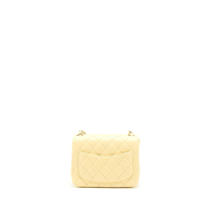 Chanel Mini Square Flap Bag Lambskin Light Yellow LGHW