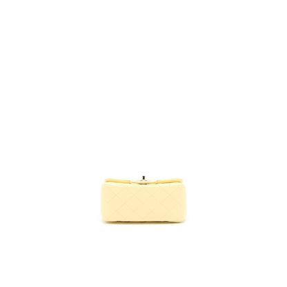Chanel Mini Square Flap Bag Lambskin Light Yellow LGHW
