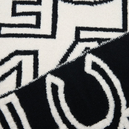 Chanel Double Side Letter/CC Scarf Wool/Cashmere Black/White