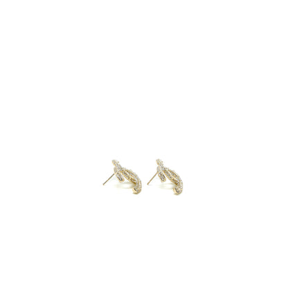 Chanel CC Logo Earring Pearl/Crystal Light Gold Tone