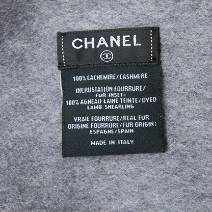 Chanel CC Logo/Letter Scarf/Shawl Cashmere Grey/White