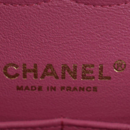 CHANEL Classic Medium Double Flap Quilted Lambskin Leather Shoulder Bag Pink