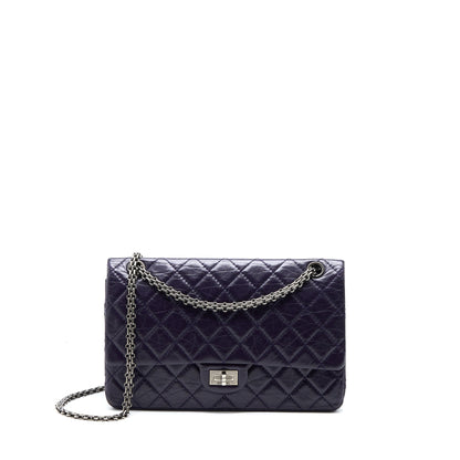 Chanel Large 2.55 Reissue Flap Bag Aged Calfskin Dark Purple Ruthenium Hardware