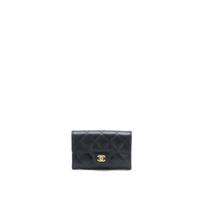 Chanel Classic Quilted Flap Card Holder Caviar Black GHW (Microchip)
