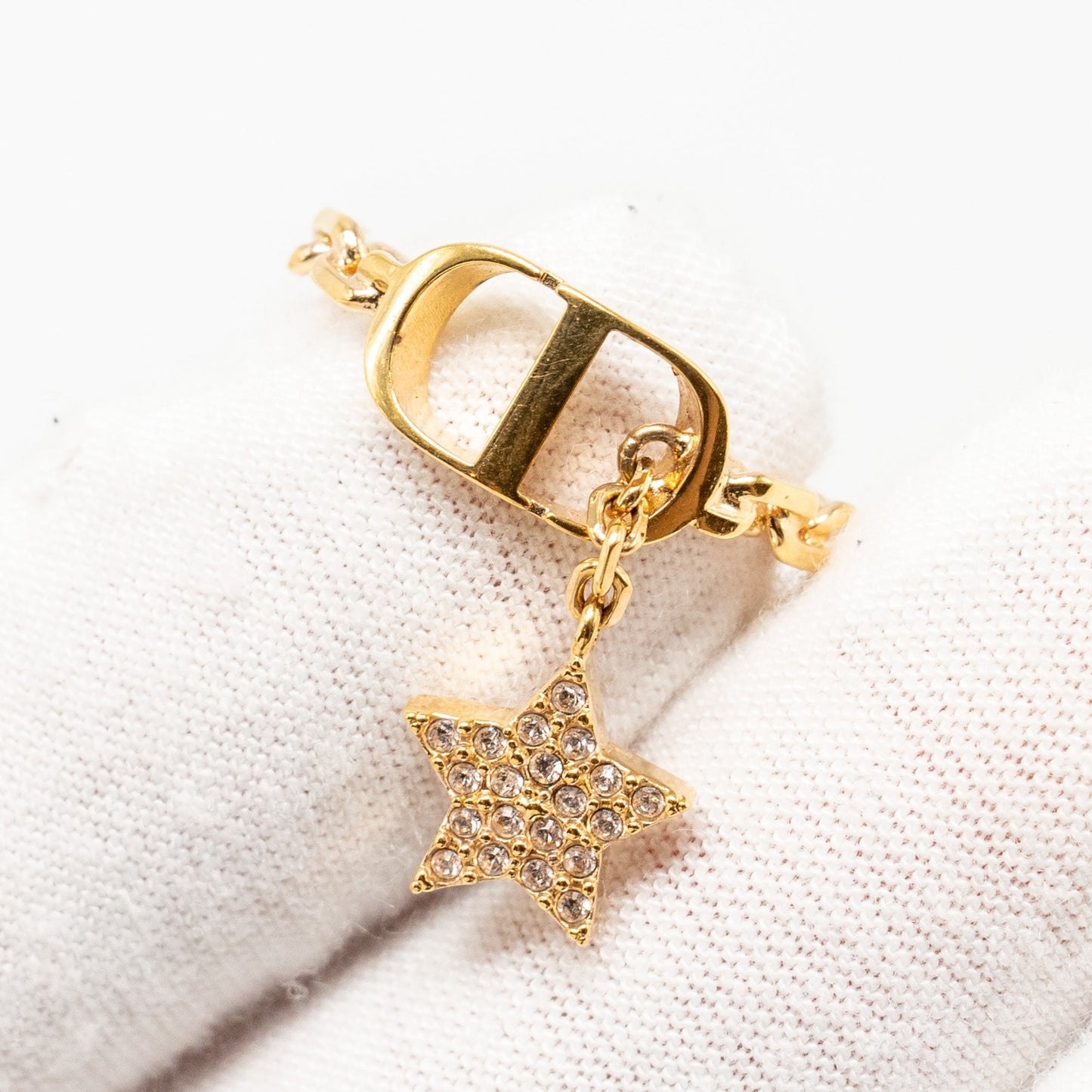 Dior Size M and Star Ring Crystal Gold Tone