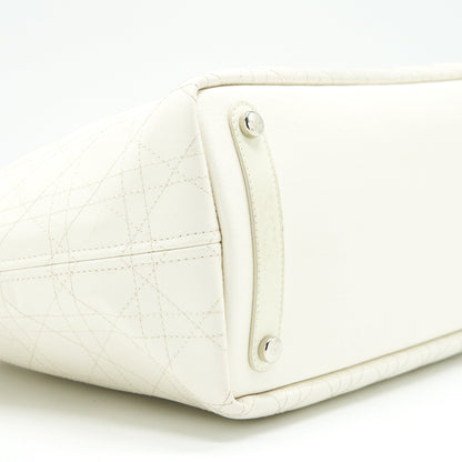 Christian Dior Canvas and Leather Tote Bag in Creamy White