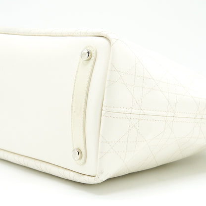 Christian Dior Canvas and Leather Tote Bag in Creamy White