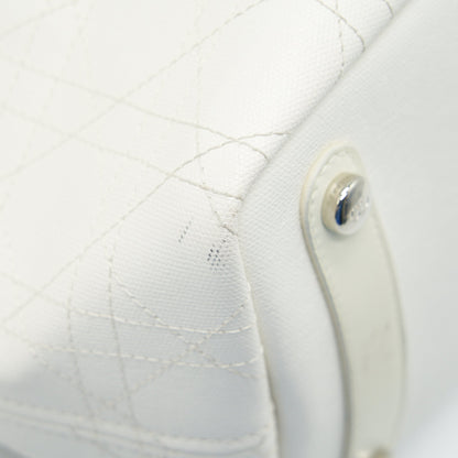 Christian Dior Canvas and Leather Tote Bag in Creamy White