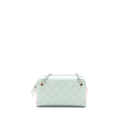 Chanel Small Camera Case Tricolour Goatskin Green Blue Pink LGHW