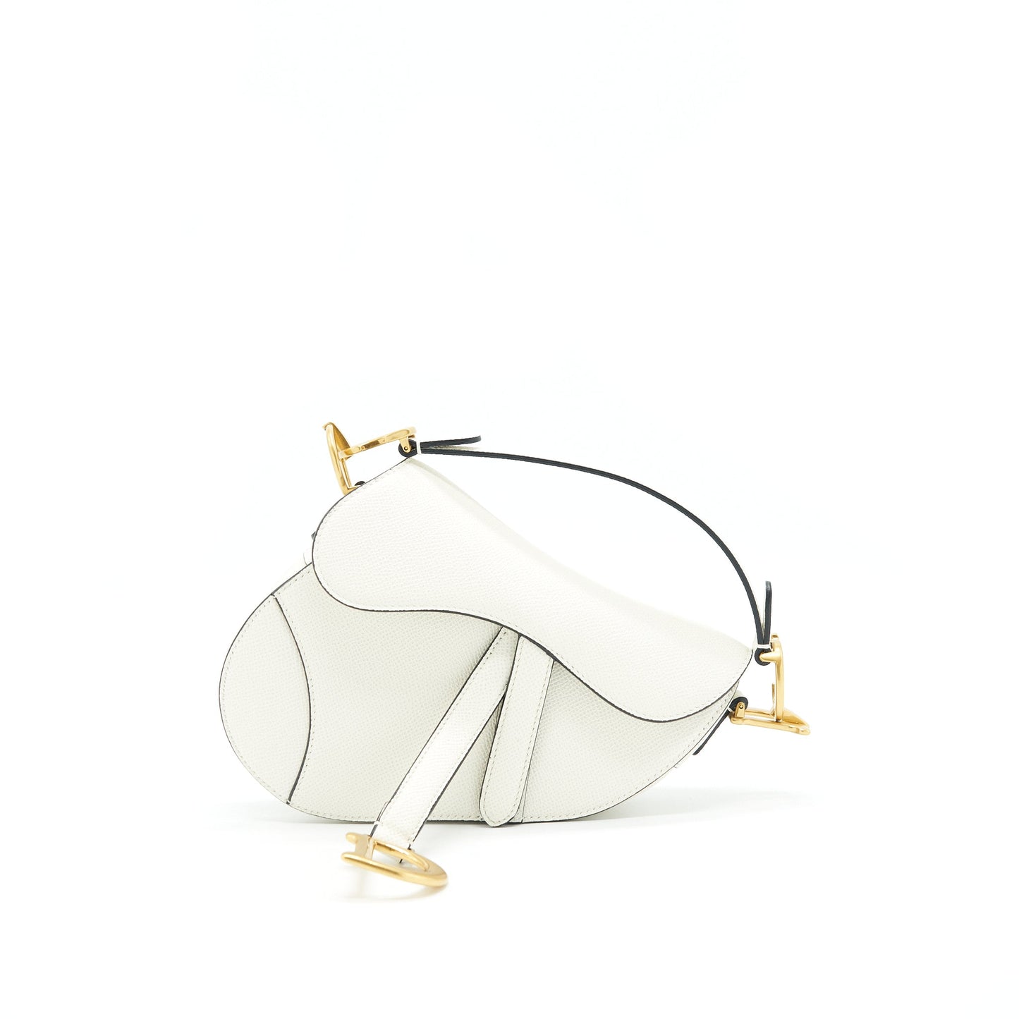CHRISTIAN DIOR SMALL SADDLE BAG WHITE GHW