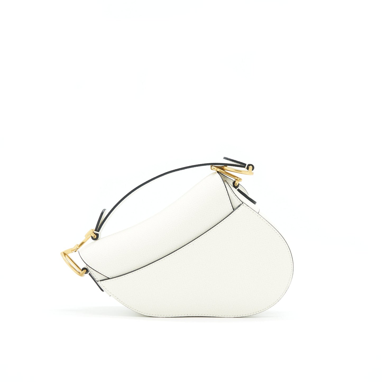 CHRISTIAN DIOR SMALL SADDLE BAG WHITE GHW