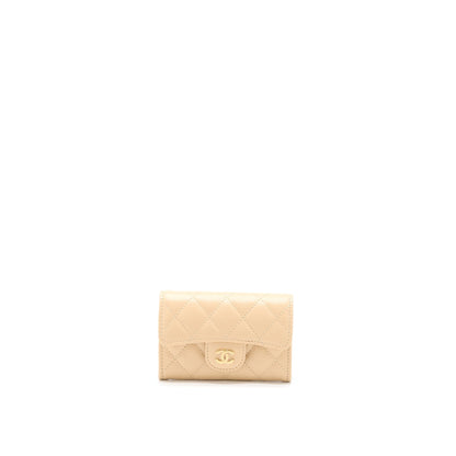 Chanel Classic Flap Card Holder Caviar Beige GHW (Microchip)
