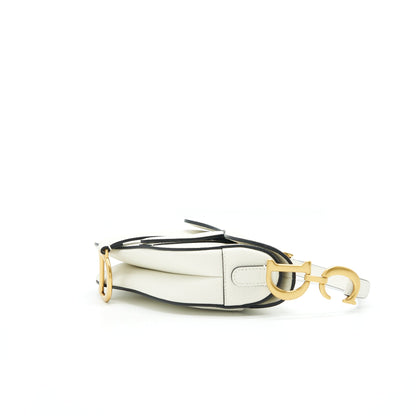 CHRISTIAN DIOR SMALL SADDLE BAG WHITE GHW